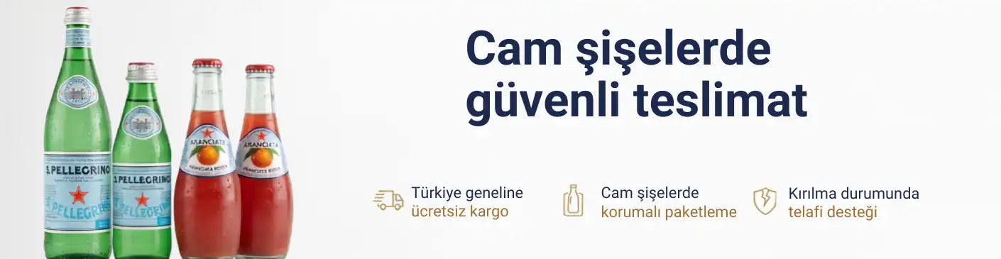 Cam şişeli ürünlerde Türkiye geneline ücretsiz kargo, korumalı paketleme ve kırılma telafisi