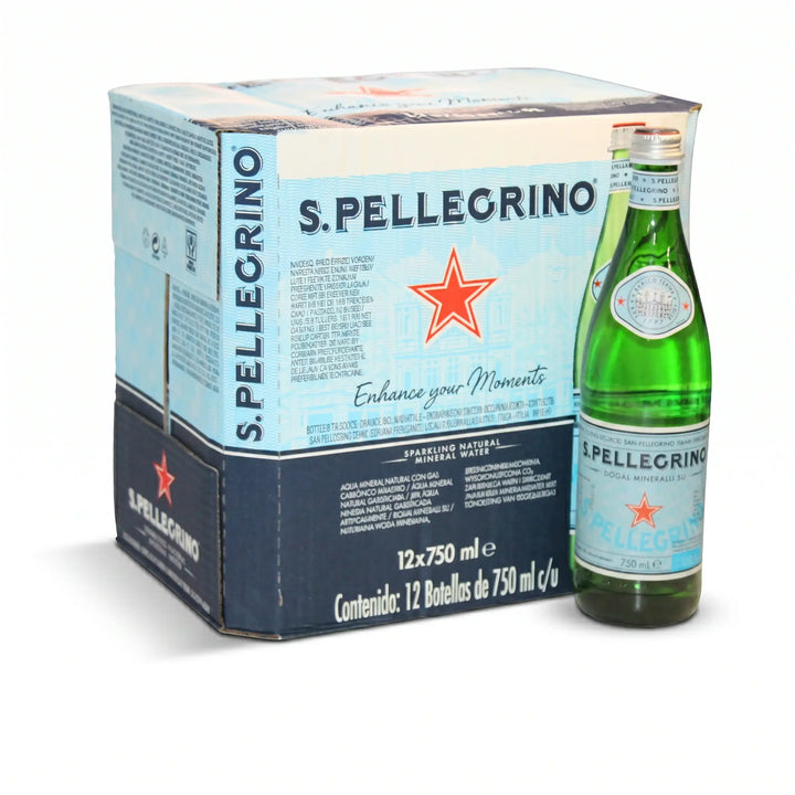 San Pellegrino 750 ml cam şişe doğal mineralli su 12'li koli
